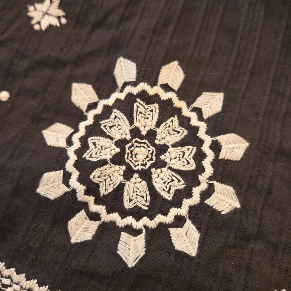 Kate Spade Mosaic Embroidered Boho Fairycore Black White Skirt XL Womens